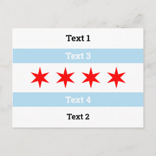 Custom Text Chicago Flag Blue Stripes Red Stars Postkarte
