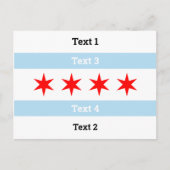 Custom Text Chicago Flag Blue Stripes Red Stars Postkarte (Vorderseite)