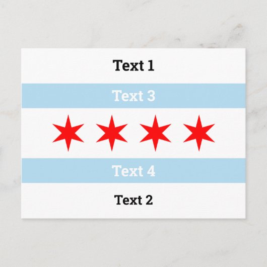 Custom Text Chicago Flag Blue Stripes Red Stars Postkarte (Vorderseite)