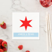 Custom Text Chicago Flag Red 6-Punkte Star | Blau Serviette (Beispiel)