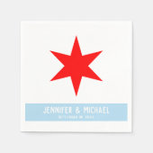 Custom Text Chicago Flag Red 6-Punkte Star | Blau Serviette (Vorderseite)