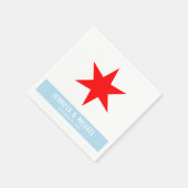 Custom Text Chicago Flag Red 6-Punkte Star | Blau Serviette (Ecke)