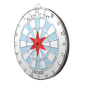 Custom Text Chicago Flag Red 6-Punkte Star Dartscheibe (Vorderseite rechts)