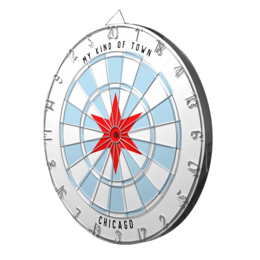 Custom Text Chicago Flag Red 6-Punkte Star Dartscheibe (Vorderseite rechts)