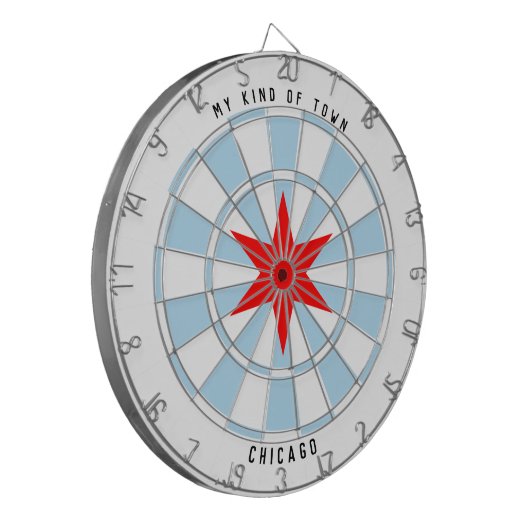 Custom Text Chicago Flag Red 6-Punkte Star Dartscheibe (Vorderseite Links)