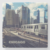 Custom Text Chicago USA Steinuntersetzer (Vorderseite)