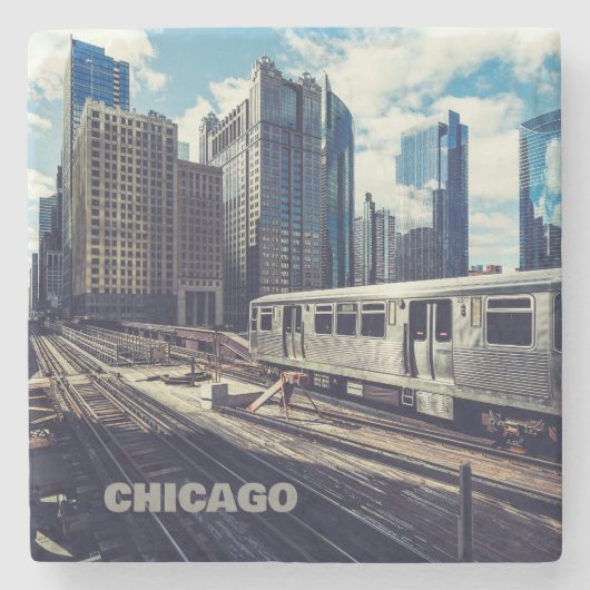 Custom Text Chicago USA Steinuntersetzer (Vorderseite)