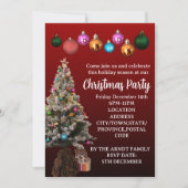 Custom Text Christmas Tree Baubles Party Einladung (Vorderseite)