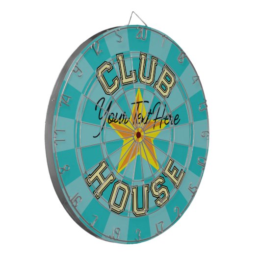 Custom Text Club House Türkisch Farbe Gelber Star Dartscheibe (Vorderseite Links)