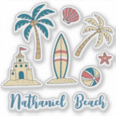 Custom Text Coastal Beach Vibes Sommer als Niedlic Aufkleber (Vorderseite)