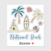 Custom Text Coastal Beach Vibes Sommer als Niedlic Aufkleber (Blatt)