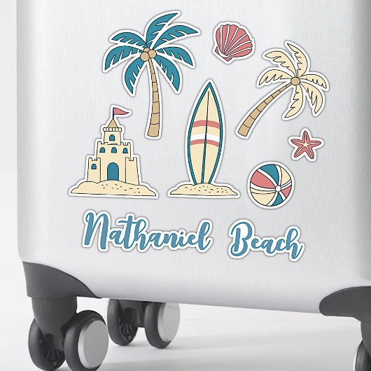Custom Text Coastal Beach Vibes Sommer als Niedlic Aufkleber