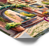 Custom Text Colmar Alsace France Watercolor Retro Poster (Ecke)