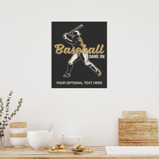 Custom Text & Color Baseball Player Poster (Küche)