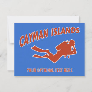 Custom Text & Color Cayman Islands Scuba Diver Postkarte