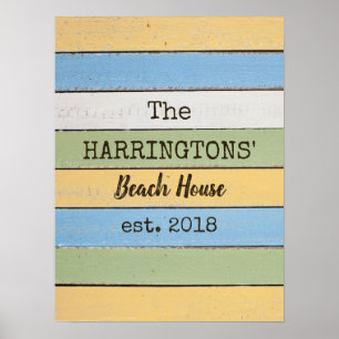 Custom text Colorful Wood Planks Poster