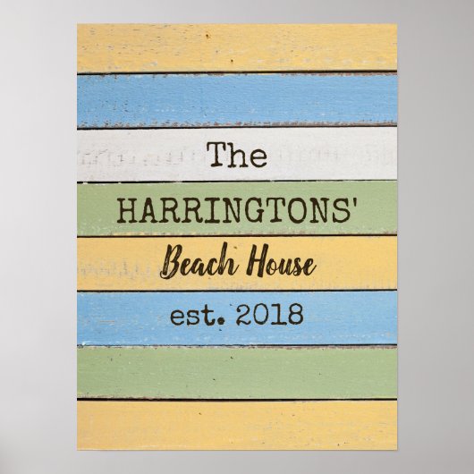 Custom text Colorful Wood Planks Poster (Vorne)