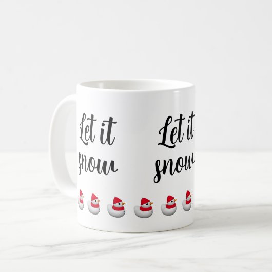 Custom Text Cute Little Snowduck | Snowman winter Kaffeetasse (Vorderseite Links)