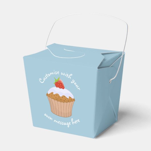 Custom Text Cute Strawberry Bun Blue Geschenkschachtel (Vorderseite)
