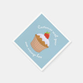Custom Text Cute Strawberry Bun Blue Serviette (Ecke)