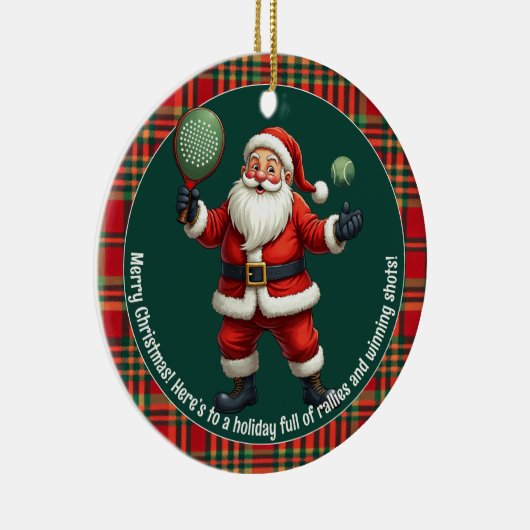 🎾🎄Custom text, Deck the Court Keramik Ornament (Rechts)