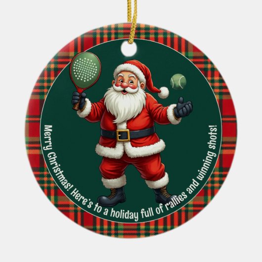 🎾🎄Custom text, Deck the Court Keramik Ornament (Vorne)