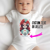 Custom text Dia de Muertos ☠️ La Calavera Catrina Baby Strampler