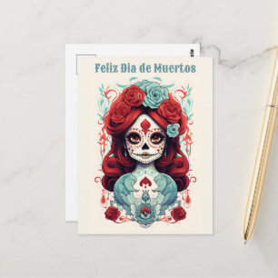 Custom text Dia de Muertos ☠️ La Calavera Catrina Postkarte