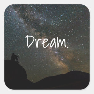 Custom Text Dream Big Galaxy Stars & Space Aufkleb Quadratischer Aufkleber