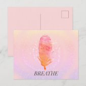 Custom Text Dreamy Sky Hübsch rosa Feather Breathe Postkarte (Vorne/Hinten)