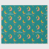 Custom Text Eid al-Fitr Mubarak Aquamarin Geschenkpapier (Flach)