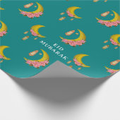 Custom Text Eid al-Fitr Mubarak Aquamarin Geschenkpapier (Ecke)