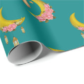 Custom Text Eid al-Fitr Mubarak Aquamarin Geschenkpapier (Rolleneckpunkt)