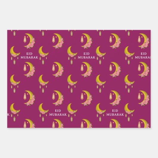 Custom Text Eid al-Fitr Mubarak Geschenkpapier Set (Vorderseite 3)