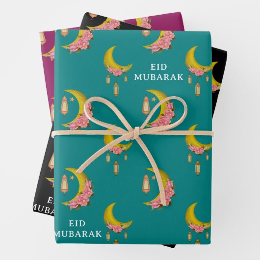 Custom Text Eid al-Fitr Mubarak Geschenkpapier Set (Beispiel)