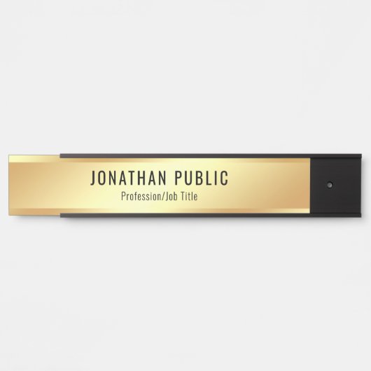 Custom Text Elegant Gold Moderne Vorlage Luxus Türschild (Vorderseite )