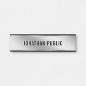 Custom Text Elegant Modern Simple Silver Home Türschild (Vorderseite )