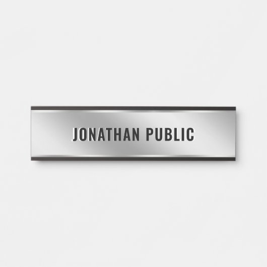 Custom Text Elegant Modern Simple Silver Home Türschild (Vorderseite )