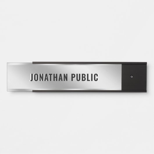 Custom Text Elegant Modern Simple Silver Home Türschild (Vorderseite )