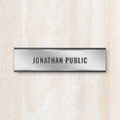 Custom Text Elegant Modern Simple Silver Home Türschild (Vorderseite )