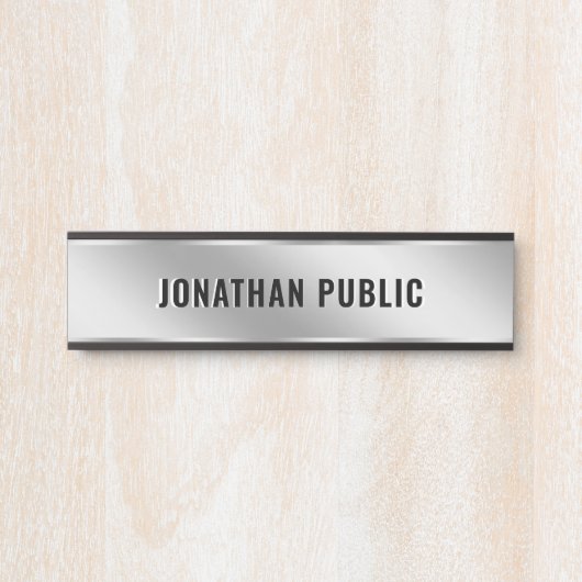 Custom Text Elegant Modern Simple Silver Home Türschild (Vorderseite )