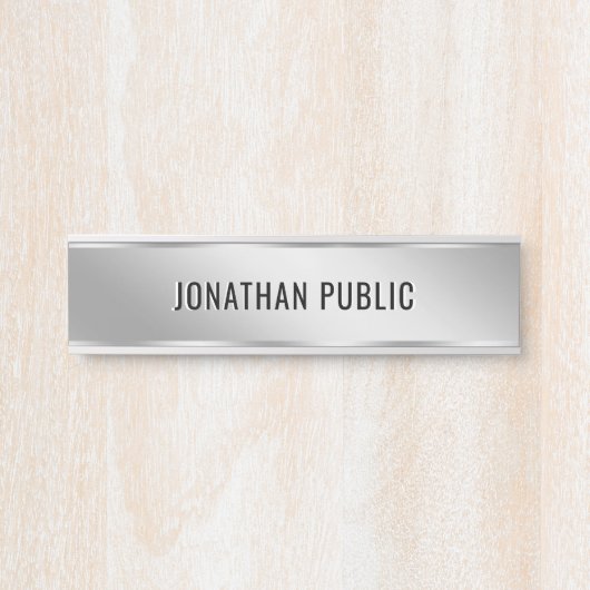Custom Text Elegant Silver Door Sign Template Türschild (Vorderseite )