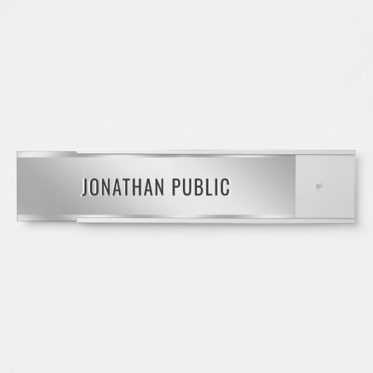 Custom Text Elegant Silver Door Sign Template Türschild (Vorderseite )