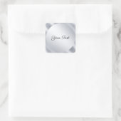 Custom Text Elegant Silver Metallic Look Template Quadratischer Aufkleber (Tasche)