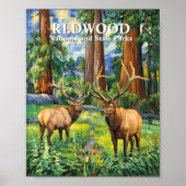 Custom Text Elk Redwood California Forest Van Gogh Poster (Vorne)