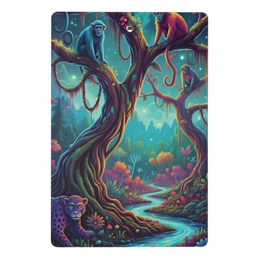 Custom Text Enchanted Forest Mystical Blue River Mini Klemmbrett (Rückseite)