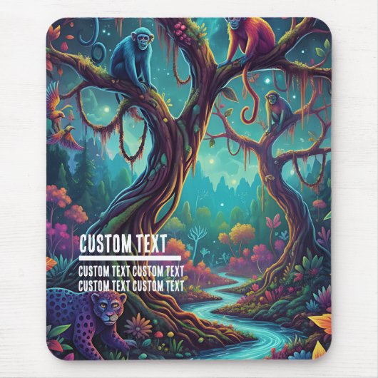 Custom Text Enchanted Jungle Monkeys Vibrant Mousepad (Vorne)