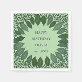 Custom text eucalyptus Frame Napkin – sage green Serviette