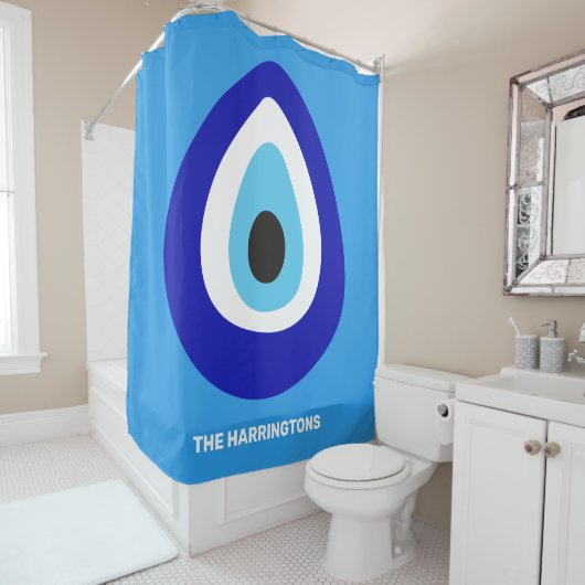 Custom Text Evil Eye Nazar Amulet Duschvorhang (Beispiel)