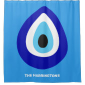 Custom Text Evil Eye Nazar Amulet Duschvorhang (Vorderseite)